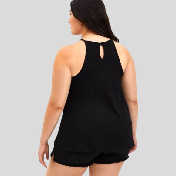 TORRID NEW Plus Size Black Macrame Knit High Neck Tank Top. - Picture 8 of 15